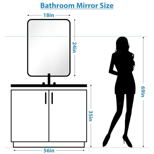 Image of Sidra Decor Rectangle Wall Mirror (24 inchx 18 inch) | Gold Brushed Metal Frame with Beveled Edge | Modern Wall Mirror for Bathroom, Living Room Vanity, Makeup Mirror (Golden Frame)