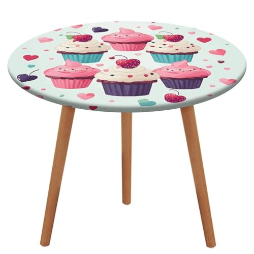 Nappe ronde ajustée élastique imperméable lavable cupcakes cœurs