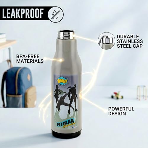 Image of Nayasa Whip 900 ml Insulated Inner Steel Water Bottle | Wide Mouth Leakproof Bottle | BPA-Free Durable Water Bottle | Grey
