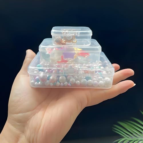 Image of Bead Organizers and Storage-28 Pcs Small Plastic Boxes,Mini Clear Plastic Storage Boxes with Lids,for Jewelry Making Organizer,Containers Hair Accessories, Earrings,Crafts,Sewing Supplies Bead Storage
