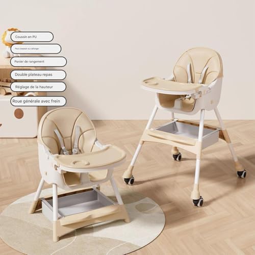 Chaise haute pour bébé pliable avec design polyvalent pour siège sauteur et bercette