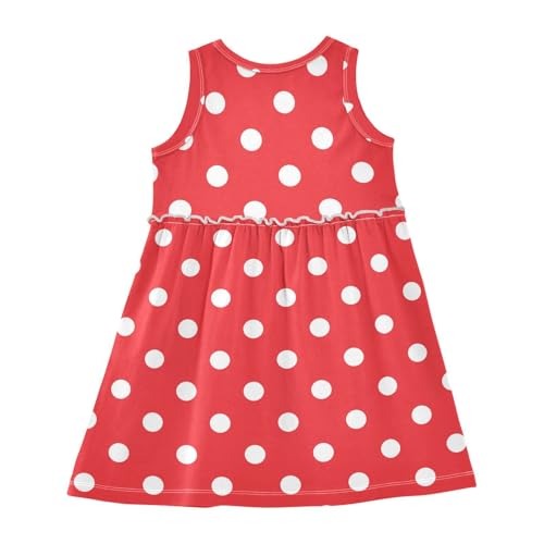 Summer Girl Dresses Polka Dot Red Sleeveless Cotton Dress Toddler Girl Outfits 2-8 T2