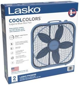 Laskoo Cool Colors 20 3-Speed Energy Efficient Box Fan, Laguna Blue, B20312