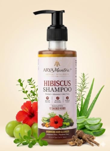 Image of Hibiscus Hair Growth Shampoo | 12 Ayurvedic Herbs with Hibiscus, Brahmi, Amla, Bhringraj, Reetha, Shikakai & Aloe Vera | Sulfate & Paraben Free | Helps Reduce Hair Fall & Dandruff | Nourishes Scalp for Healthy, Smooth Hair | For Women & Men | 200 ml