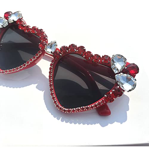 willochra Heart shaped Rhinestone Sunglasses Women Fashion Diamond bling party Sun Glasses Crystal Shades4