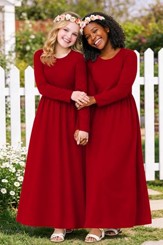 Image of Deerose Girls Maxi Dress Short Sleeve Casual Long Dresses with Pockets 5-14 Years