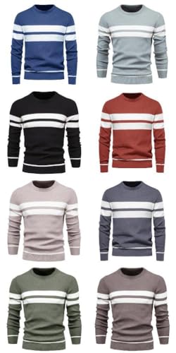 Pullover casual top homme à rayures au design contemporain