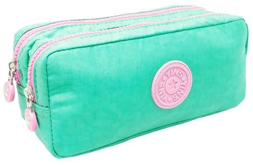 Estojo Duplo Escolar Casual Juvenil Crinkle Yins YS27295 (Verde)