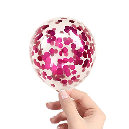 Image of Hot Pink Confetti Balloons, 40 Pcs 5 Inch Clear Balloons with Confetti Inside for Graduation Engagement Cake Topper Decor Bridal Shower Baby Shower Birthday Party Decoration Supplies