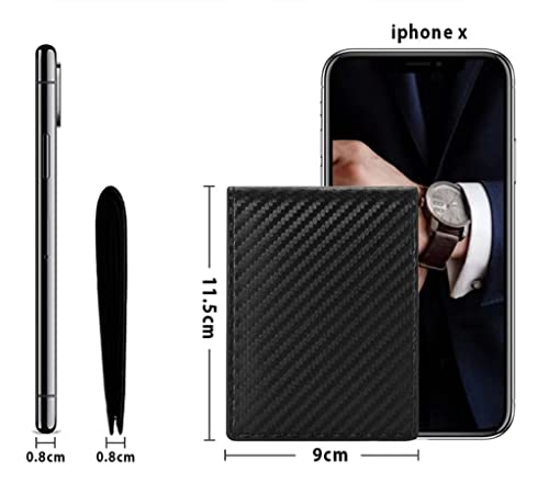 Men's carbon fiber wallet RFID anti-theft brush multi card three fold PU leather wallet, packaging gift2