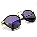 zeroUV Vintage Inspired Round Horned Rim P-3 Frame Retro Sunglasses (Black-Gold Ice)