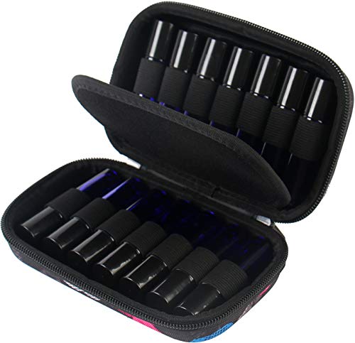 Essential Oil Carrying Case Premium Hard Shell Protection For Up To 14 Bottles – Perfect For Roller And Standard Bottles 5Ml To 10Ml – Great For Travel (Black Hearts) #TOP5
