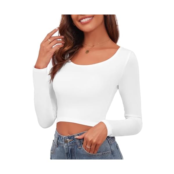 Women's Long Sleeve Crop Tops Casual Slim Fitted Going Out Shirts Active Baselayer 2025