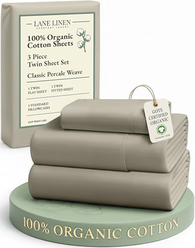 Image of LANE LINEN Twin XL Bed Sheets Set - 100% Mercerized Organic Cotton Twin XL Sheets Set, Soft & Comfy Percale Weave, Machine wash Low Pilling Fade Resistant Luxury Hotel Style Twin XL Sheet Set - Silver