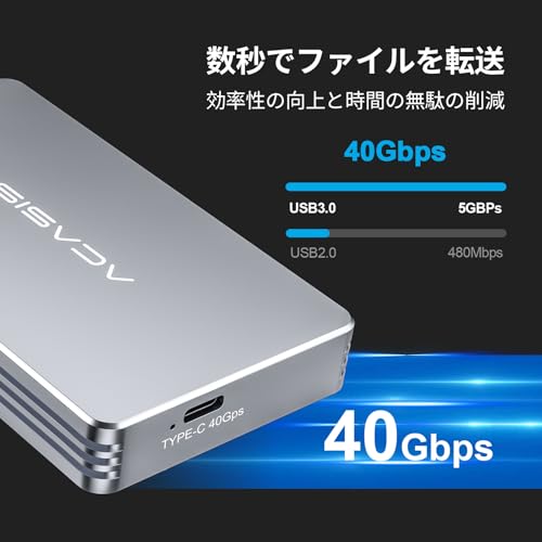 ANYOYO Thunderbolt 4/3 & USB4 M.2 PCIe 2280 M-KEY NVMe SSD 外付けケース TBU401 の商品画像 3