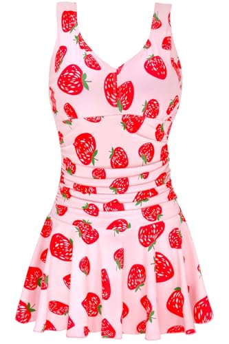 AONTUS Plus Size Hawaiian Print Swimdress for Women Long Torso One Piece Swimsuits with Tummy Control Boy Shorts2