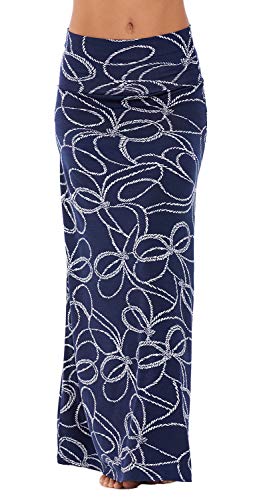 Image of Urban CoCo Women's Stylish Spandex Comfy Fold-Over Flare Long Maxi Skirt