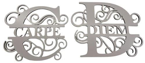CARPE DIEM Monogramm Schild Schriftzug ca. 48 x 20 cm 2 teilig HDF weiss lackiert Deko Dekoration Wanddeko