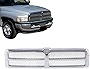 JustDrivably Replacement Parts Front Grille Grill Assembly With Chrome Shell Frame With Chrome Honeycomb Insert Compatible With Dodge Ram 1500 1994-2001 Ram 2500 3500 1994-2002 Pickup Truck