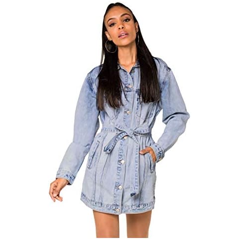 Nina Carter Art. S503 Oversized Jeansjacke Gürtel-Jacke Denim Übergröße Boyfriend Lange Jacke Cover