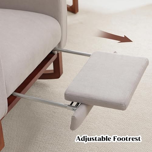 Image of HCHAIRH Rocking Chair Nursery, Nursery Rocking Chairs with Foot Rest, Comfy Glider Rocker Nursing Chair with Back Pillow for Nursing, Living Room, Bedroom, Light Grey