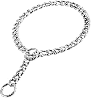 JuWow Chain Dog Training Choke Collar, Adjustable Premium Stainless Steel Slip Collars, Strong, Durable, Tarnish Resistant Metal Chain, Heavy Duty Chew Proof for Small Medium Large Dogs (3.0mm*22inch)