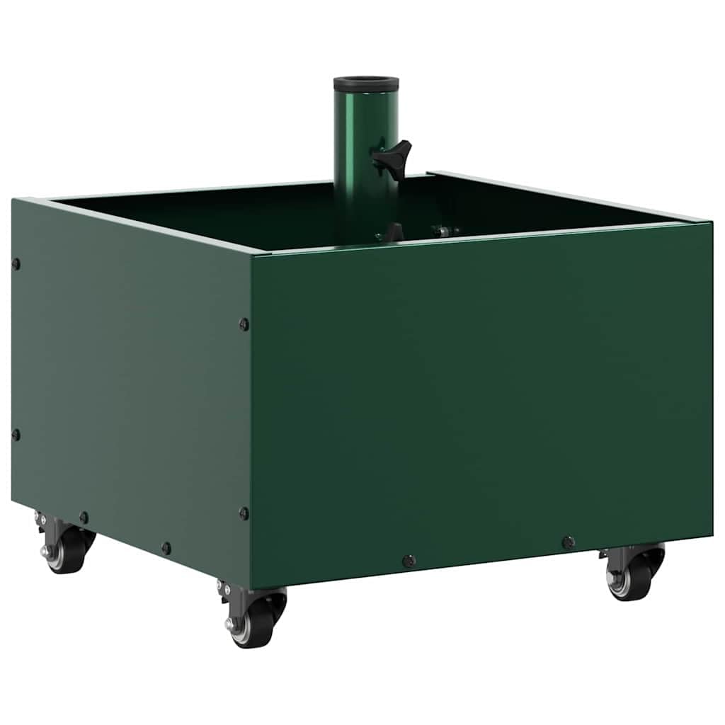 Base per ombrellone verde 45 x 45 x 45 cm in acciaio 2 in 1 con angolo regolabile a 360° e ruote per giardino o terrazza
