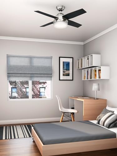 Image of Hunter Dempsey, Indoor, Ceiling Fan, Modern, Quiet, 44 inch, Brushed Nickel