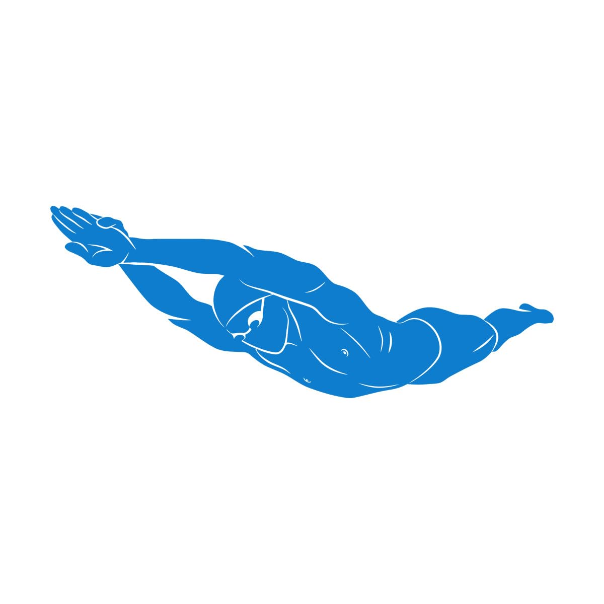 Wall Stickers Swimmer Swimming Pool Water Sports 47.3x133.1cm Personalized Customization Extra Large Blue