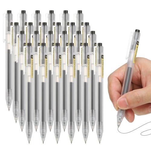 PATIKIL Bolígrafo Gel 0.5mm Pack 24 Tinta Negra Retráctil