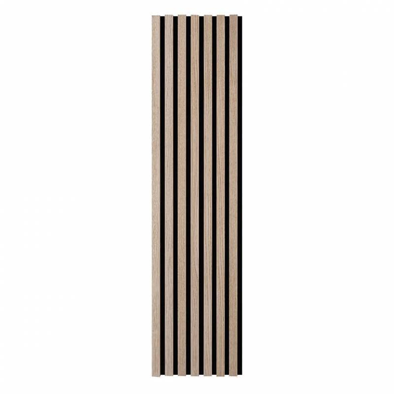 DECOON – Lote de 5 paneles de pared listones de madera, 120 x 30 cm, roble claro real sobre fieltro negro, revestimiento decorativo interior para cabecera, base o pared de diseño, 0,72 m²