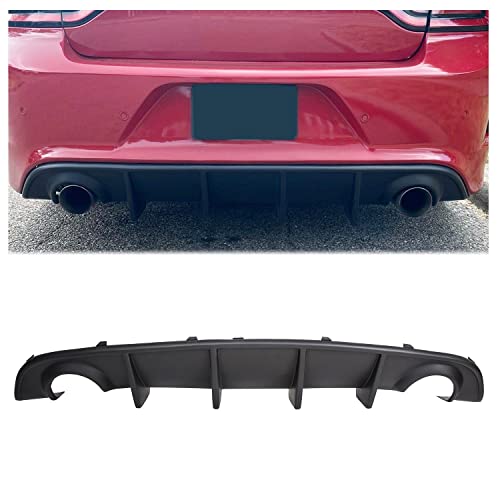 ECOTRIC Rear Lip Bumper Diffuser Compatible with 2015-2024 Dodge Charger Scat SRT Pack Daytona Non-Widebody ABS Splitter Spoiler Valance Chin Diffuser Body kit