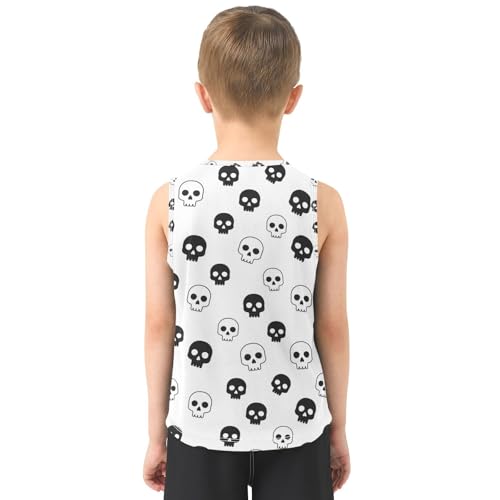 J JOYSAY Skeleton Black White Boys Tank Top Sleeveless Muscle Shirts Quick Dry Workout Sport Active Kids T-Shirts 3-15T3