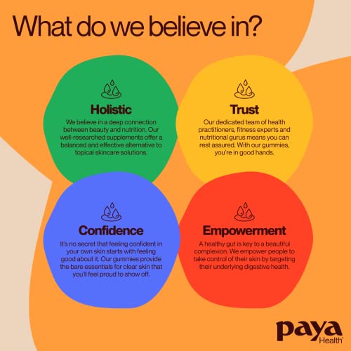 Paya Health Vitamins Superior Skin Gummies - Retinol And Biotin For Glowing Skin - Vegetarian - Gluten Free Supplement Gummy #TOP3