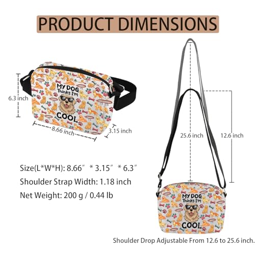 Golden Retriever Crossbody Bag Golden Retriever Gifts for Dog Lover My Dog Thinks I'm Cool Adjustable Strap Crossbody Bag2