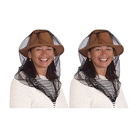 ALCIONO (Set of 2) Mosquito Head Net, Face Mesh-Head Protecting Net for Outdoors, Walking with UV Protection and Fly Insects Bugs Preventing Midges Gnats, Carry Bag, Chemical Free Cover