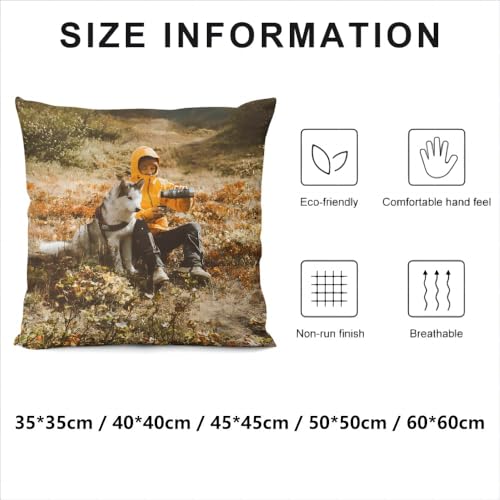 LAMAME Kissen 40x40 mit Foto Bedrucken Lassen, Kissen Personalisiert, Kissenbezug mit Eigenem Foto und Text, Personalisierte Geschenke (40x40cm)