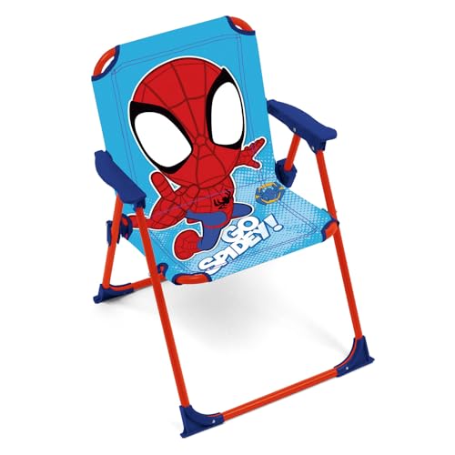ARDITEX Silla Plegable con Brazos de Spiderman Go Spidey de Marvel - 38x32x53cm - Adecuado para jardín, Camping, Playa o montaña - Ideal para niños y niñas.