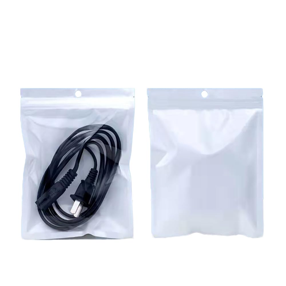 100 sacchetti in plastica bianca trasparente con chiusura lampo con foro per appendere, tacca a strappo, riutilizzabili, richiudibili, regalo, sacchetti per imballaggio per alimenti, 24 x 36 cm,Altro