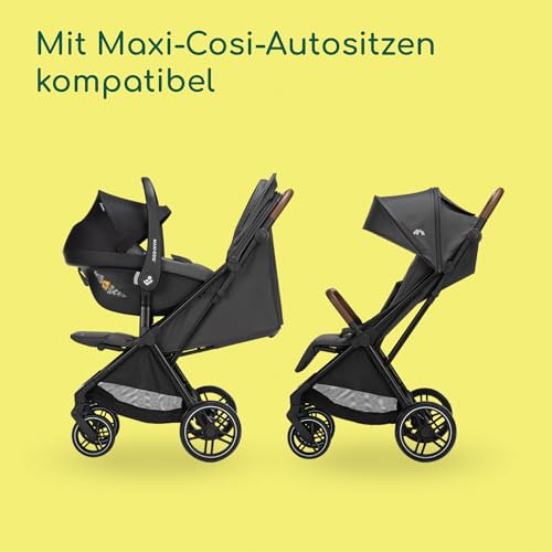 Bebeconfort Indra, Kinderwagen, 0–4 Jahre (22 kg), Schnell automatisch klappbarer Kinderwagen, Integr. Federung, Klein zusammenklappbar, Flache Liegeposition, Mit Autositz kompatibel, Mineral Graphite