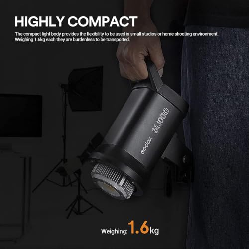 Image of Godox SL100D LED Video Light,100W TLCI≥97 CRI≥96,5600K Continuous Lighting, 8 FX Lighting Effects, 32100Lux @1M Bowens Mount COB LED Continuous Light for Video Shooting,Content Creating,Photography