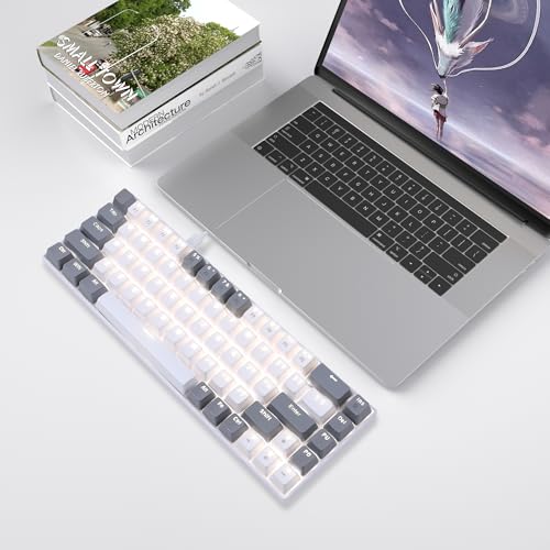 MageGee Portable 60% Gaming Mechanical Keyboard, Minimalist MK-Box Ice Blue Backlit Compact 68 Keys Wired Office Keyboard with Red Switch for Windows Laptop PC Mac Convenient(Gray & White) - Image 6