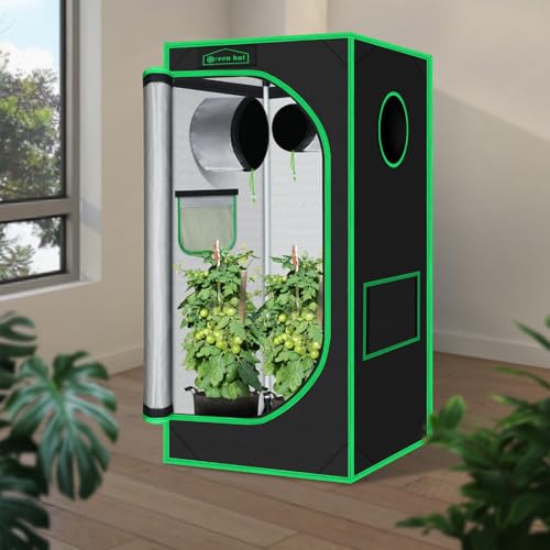 Image of 2x2 Green Hut Grow Tent 24 inchx24 inchx48 inch 600D Mylar Hydroponic Grow Tents