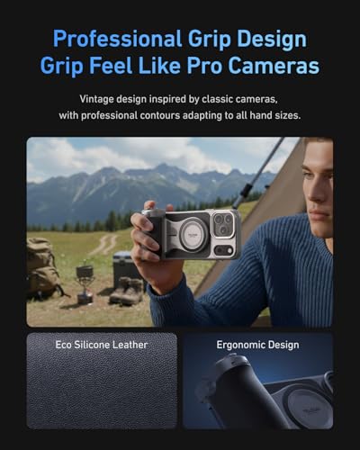 Image of TELESIN Master Grip Universal for iPhone /MagSafe, Magnetic Phone Camera Grips Kit Built-in 3200mAh Battery - Wireless Charging - DSLR Style Handle Holder -【Graphene Case Only for iPhone 17 Pro】