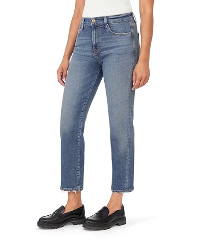 kensie Jeans for Women The Ella High-Rise Straight Leg 27-Inch Inseam Raw Edge, Sizes 0-242