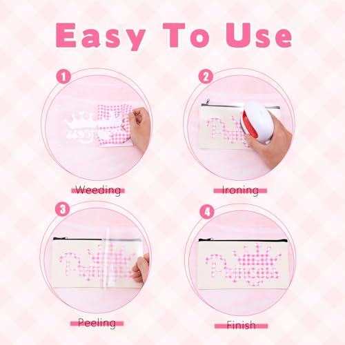 Tintnut Pink Plaid Heat Transfer Vinyl - 12 Sheets 12 X 10inches Houndstooth Patterned HTV Pink Stripes and Dots Iron On Vinyl for T-Shirts DIY Compatible with Cricut/Silhoutte Cameo - Thumbnail 5