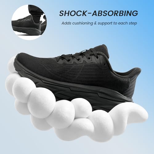 Image of Men's Slip on Walking Sneakers - Lightweight Running Shoes - Cushioned Comfort for Gym, Training, Tennis, Workout - Athletic Fashion - Black /Beige Size 6.5-13