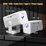 Mini Portable Smart Movie Projector, 4K Supported with 260 ANSI, WiFi Bluetooth Android 11 Built-in Apps, Auto Keystone Short Throw, for Bedroom, Camping and Outdoor Use