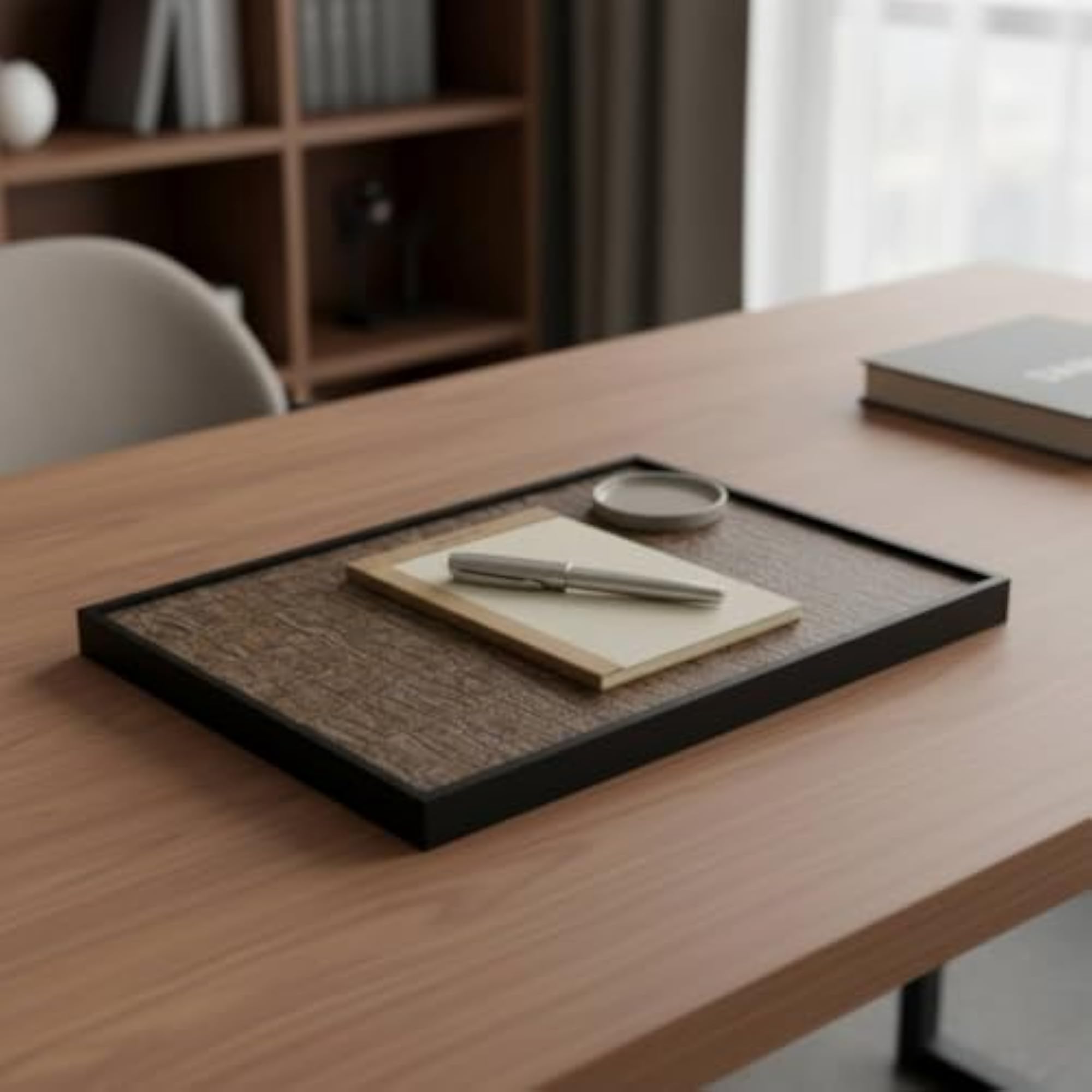 Wooden Structure Rectangular Decorative Storage Tray, Multipurpose