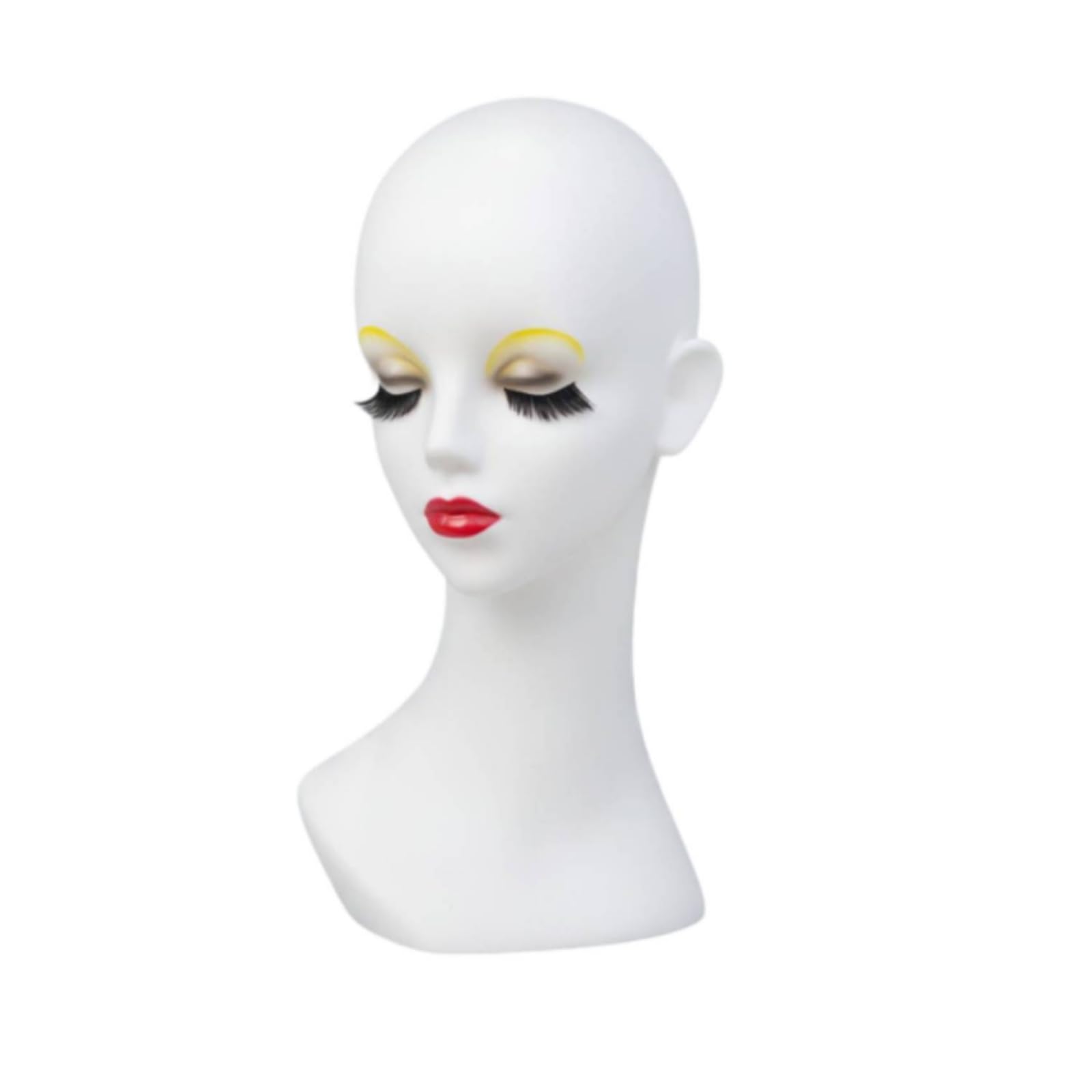 Busto Espositore per Parrucche Stabile , Bianco Opaco Con Ombretto Giallo